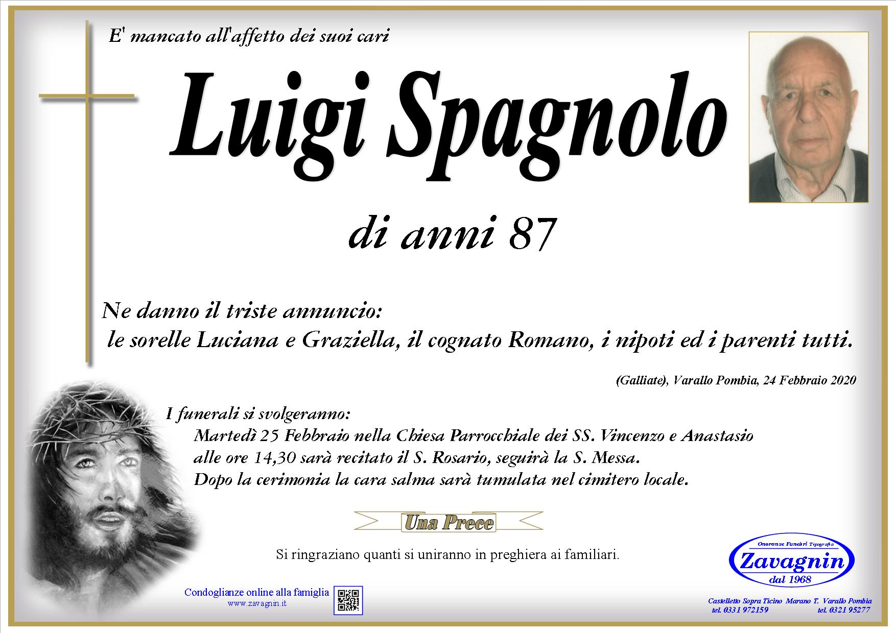Condoglianzeonline It Il Portale Dedicato Ai Necrologi Spagnolo Luigi Zavagnin