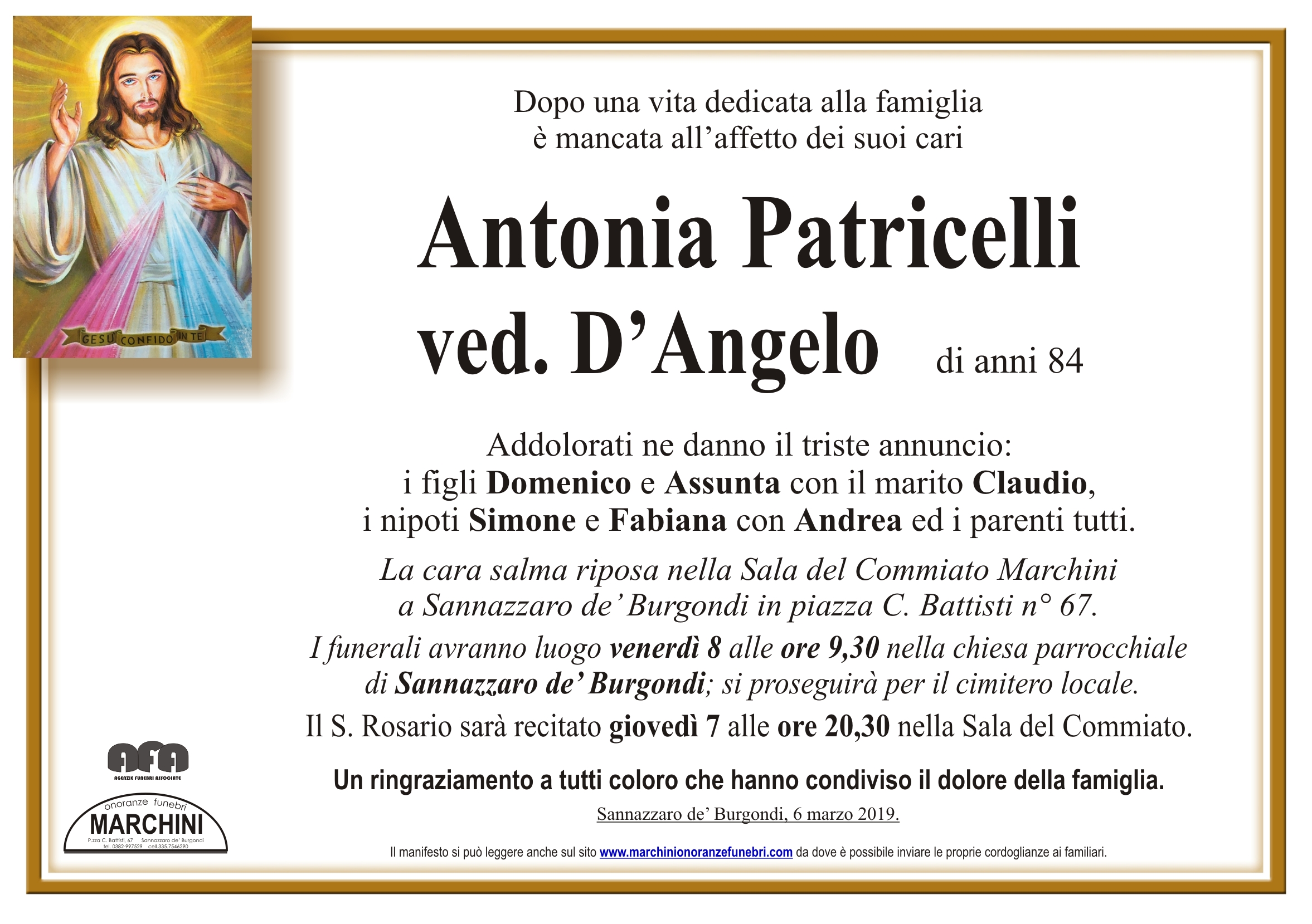 Condoglianzeonline It Il Portale Dedicato Ai Necrologi Patricelli Antonia Marchini