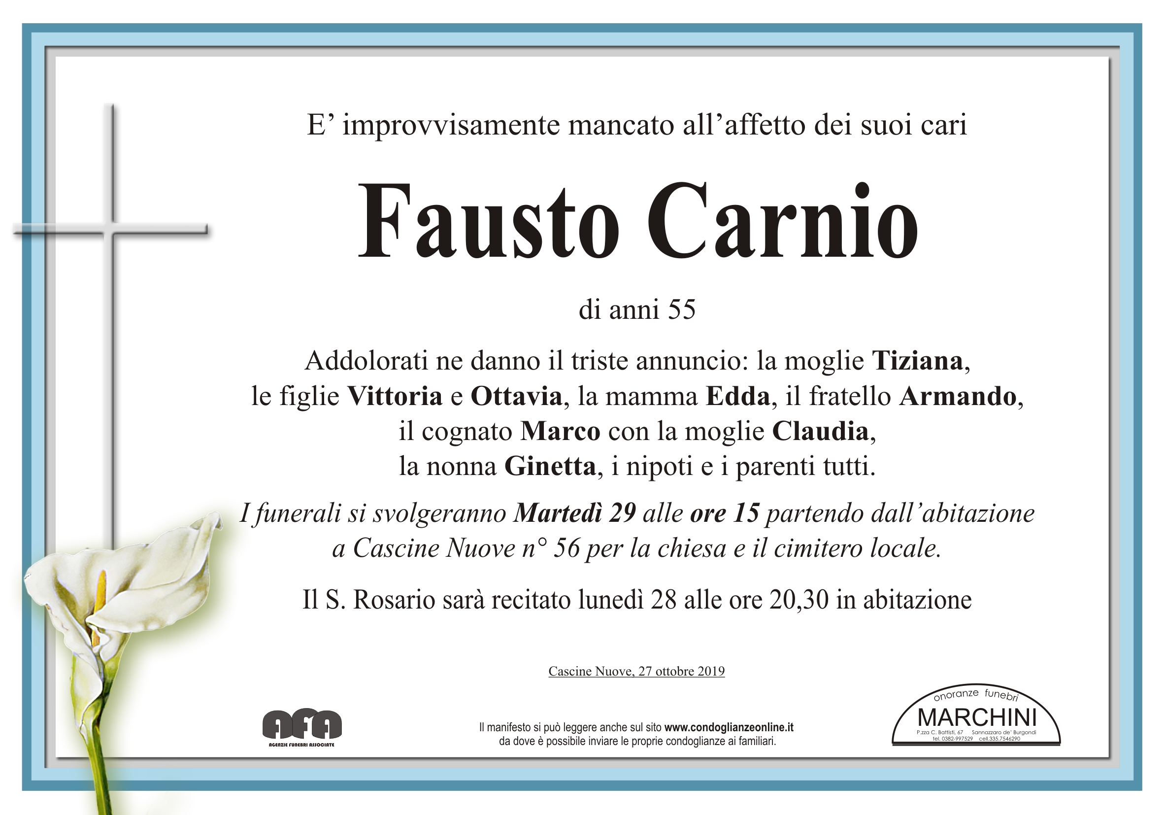 Condoglianzeonline It Il Portale Dedicato Ai Necrologi Carnio Fausto Marchini